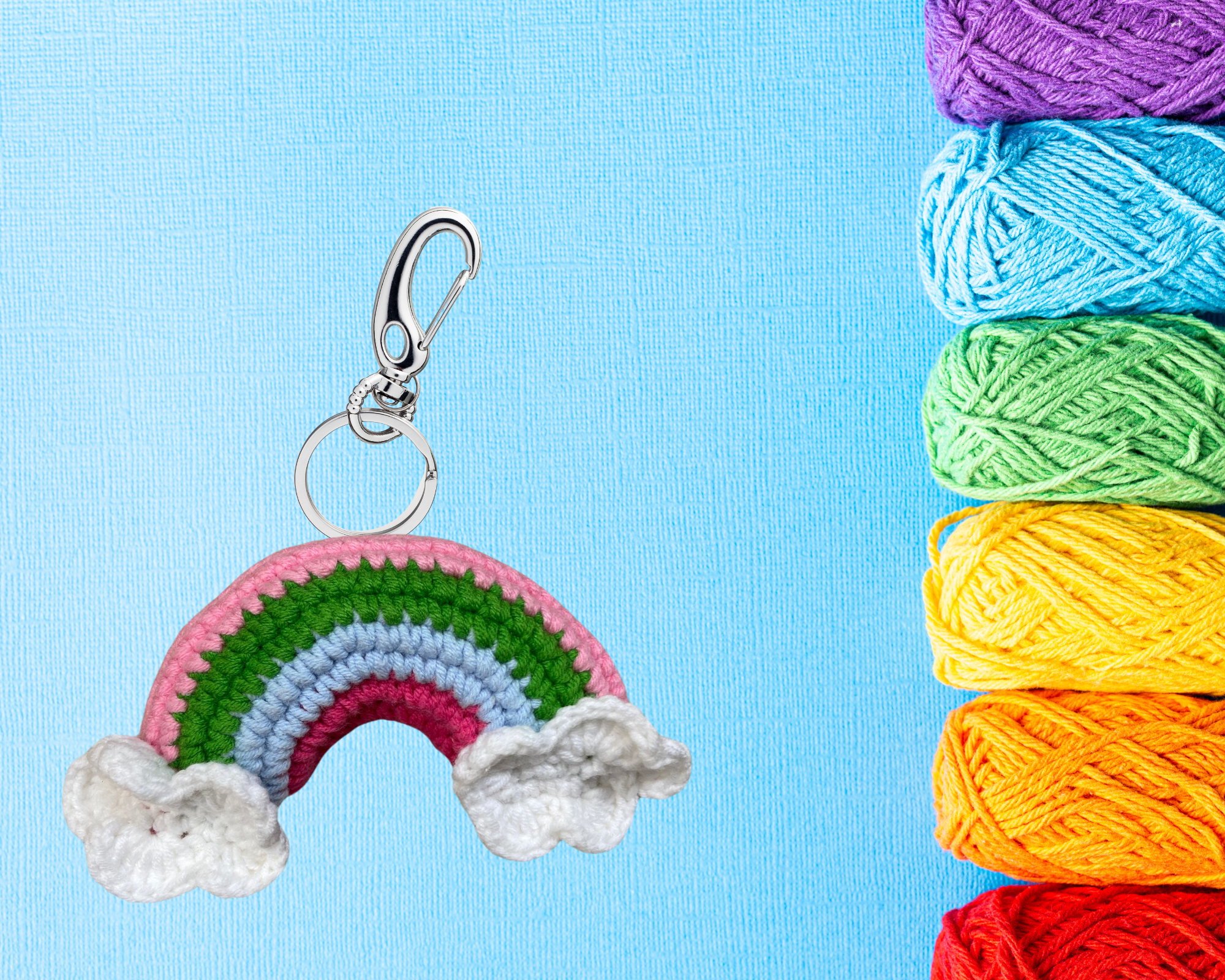 Crochet Rainbow Keychain-Accessory  8cm