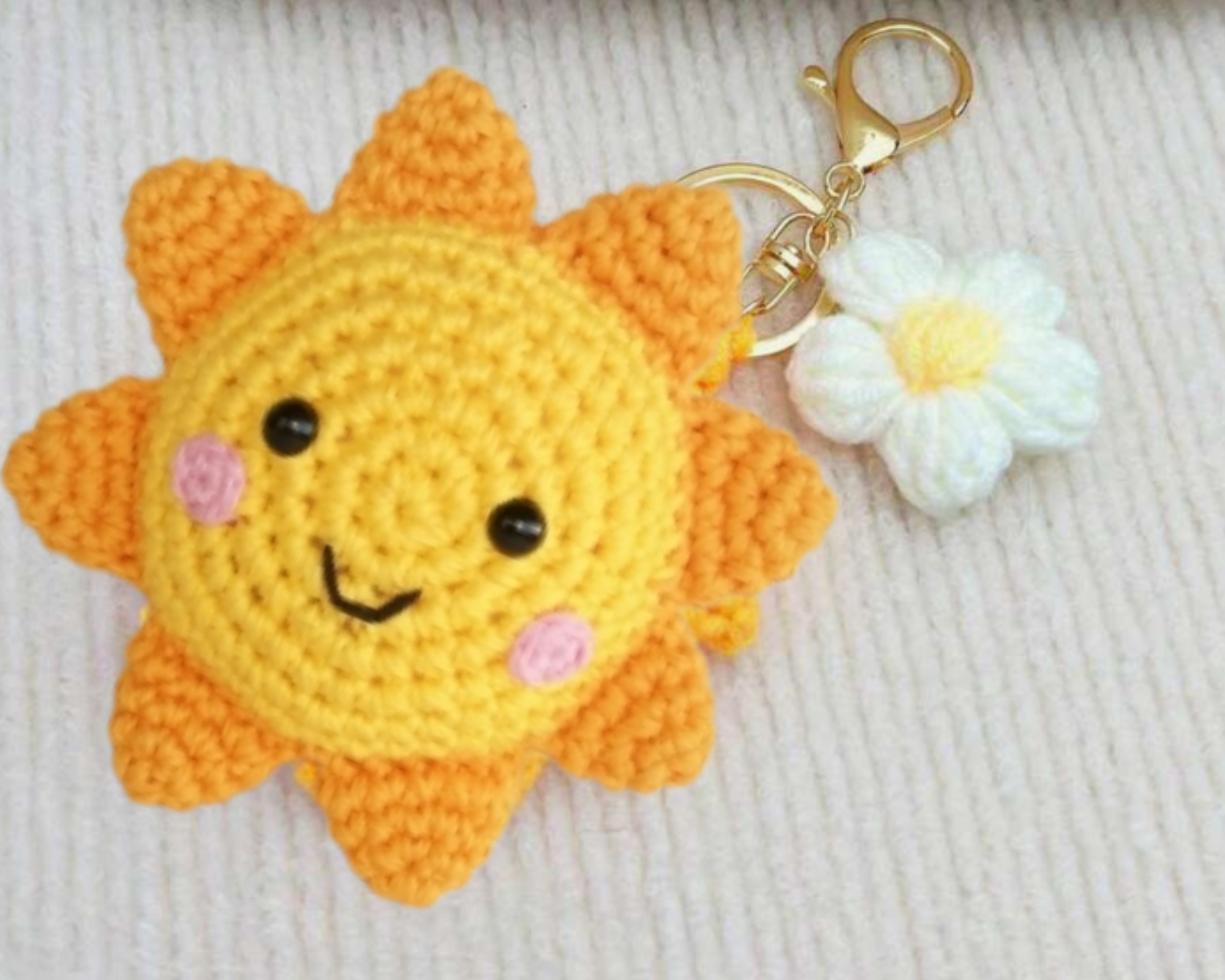 Crochet Sun Keychain-Accessory  8cm