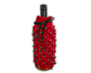 Beaded Christmas Tree Wine Cozy