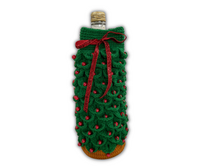 Beaded Christmas Tree Wine Cozy