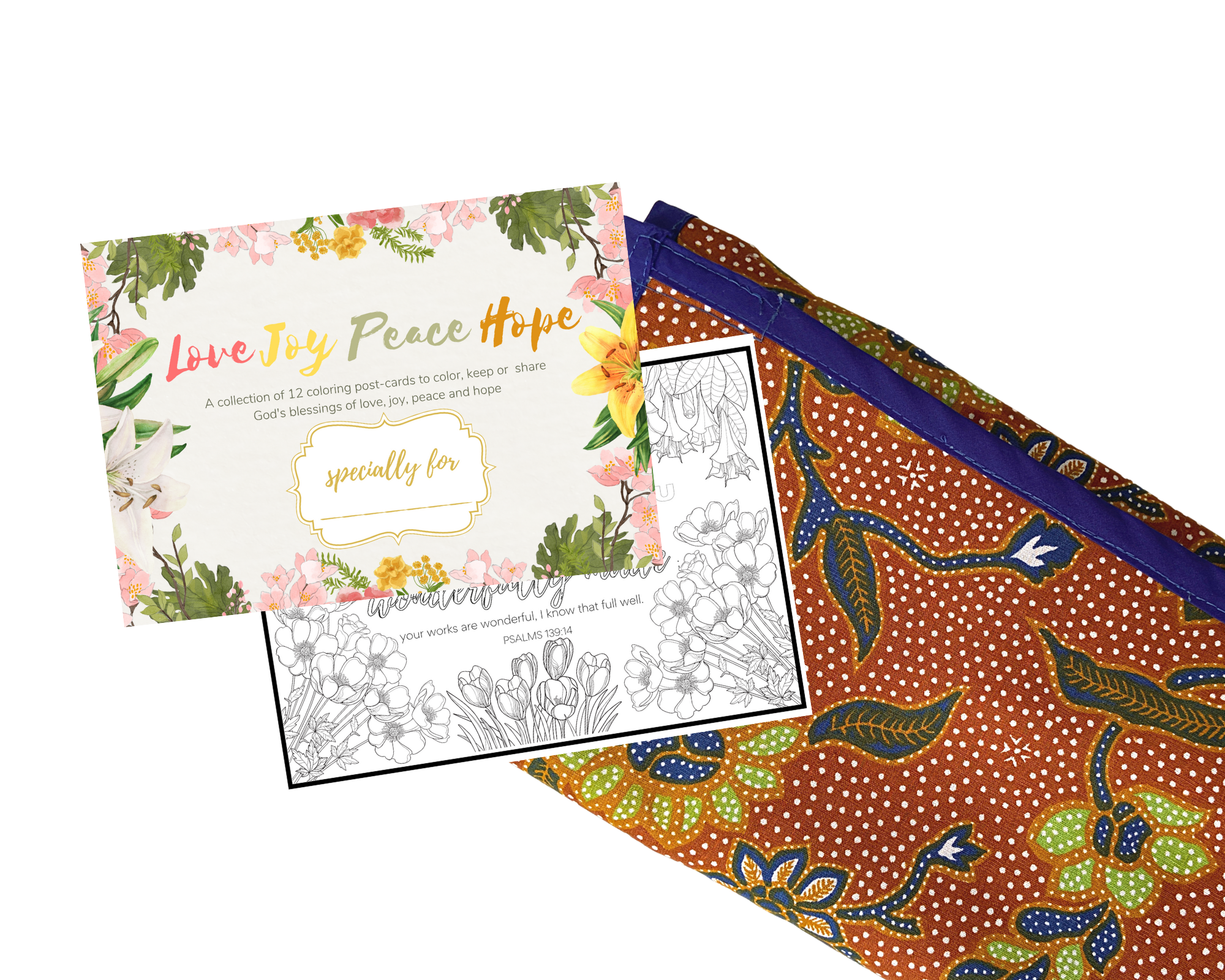 Love Joy Peace Hope Scripture Coloring Cards All-in-One Starter Pack by BBB