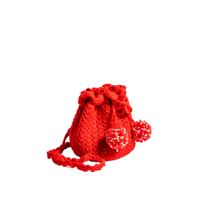 Pom Pom Drawstring Pouch Sling Bag