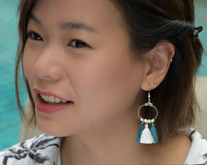 Aztec Teal & White Earrings by #daughtersofcambodia