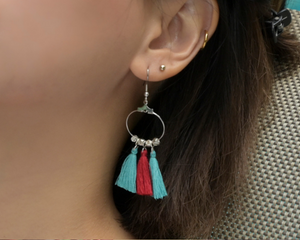 Aztec Red & Teal Ocean Earrings by #daughtersofcambodia