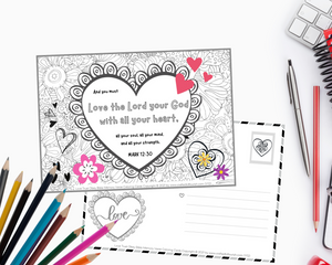 Love Trust Obey Scripture Coloring Cards for Kids with Crochet Animal Pencil Case by BBB