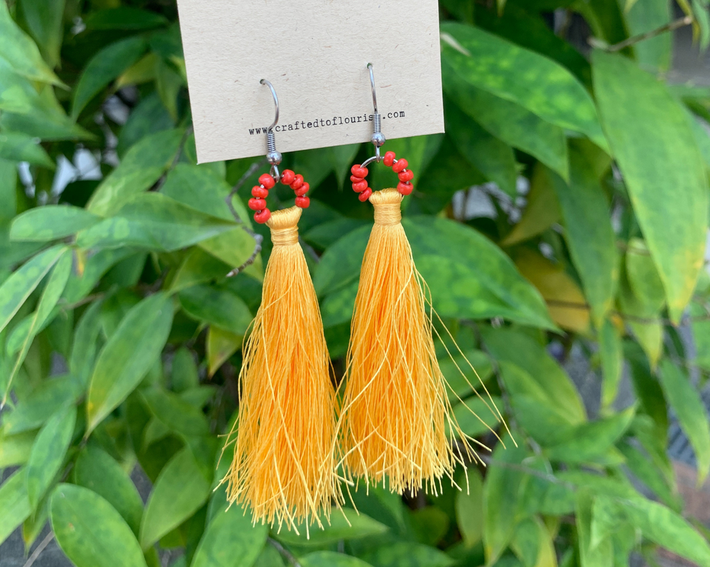 Pop Of Sunshine Tassel Earrings by #daughtersofcambodia
