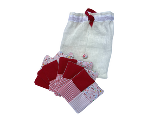 Patchwork Fabric Coasters 9x9 cm with Pouch | 6 in a pack