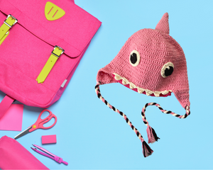 Rainbow Shark Kids Collection- Crochet Beanie Hats and Water Bottle Buddy