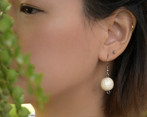 Marbled White Globe Earrings by #daughtersofcambodia
