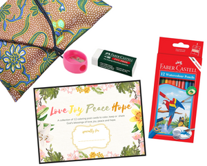 Love Joy Peace Hope Scripture Coloring Cards with Simplified Pouch (English or Chinese) by BBB