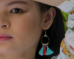 Aztec Red & Teal Ocean Earrings by #daughtersofcambodia