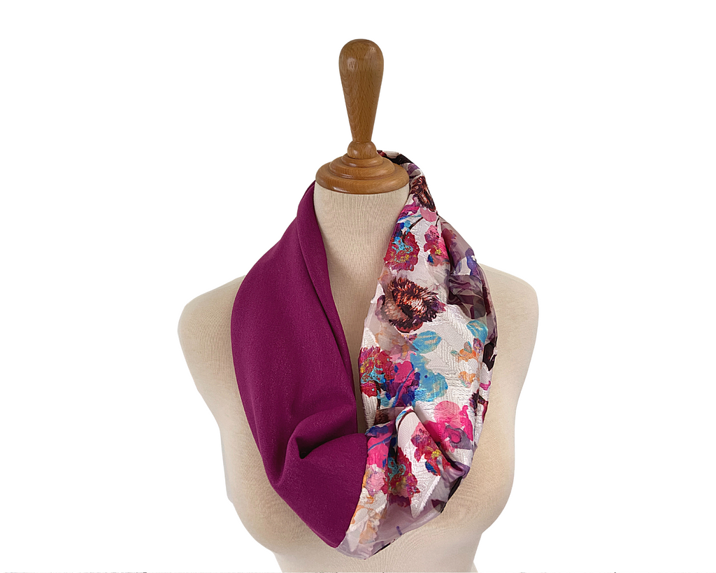 Handmade Maroon-Floral Infinity Scarf