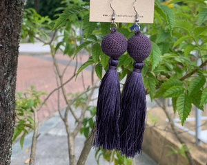 Maroon / Grape Flush Tassel Earrings by #daughtersofcambodia