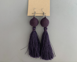 Maroon / Grape Flush Tassel Earrings by #daughtersofcambodia