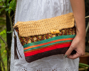 Versatile Boho Rainbow Jute Sling Bag