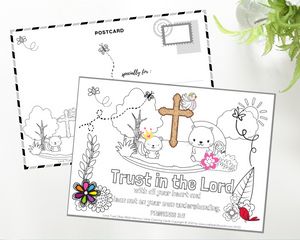 Love Trust Faith Obey Scripture Coloring Cards for Kids | 12 in a pack
