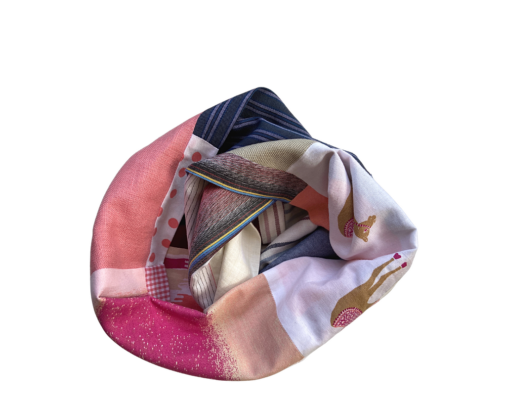 Stylish Bespoke Infinity Scarf for Men & Women - Navy Pink Camel Triple Button
