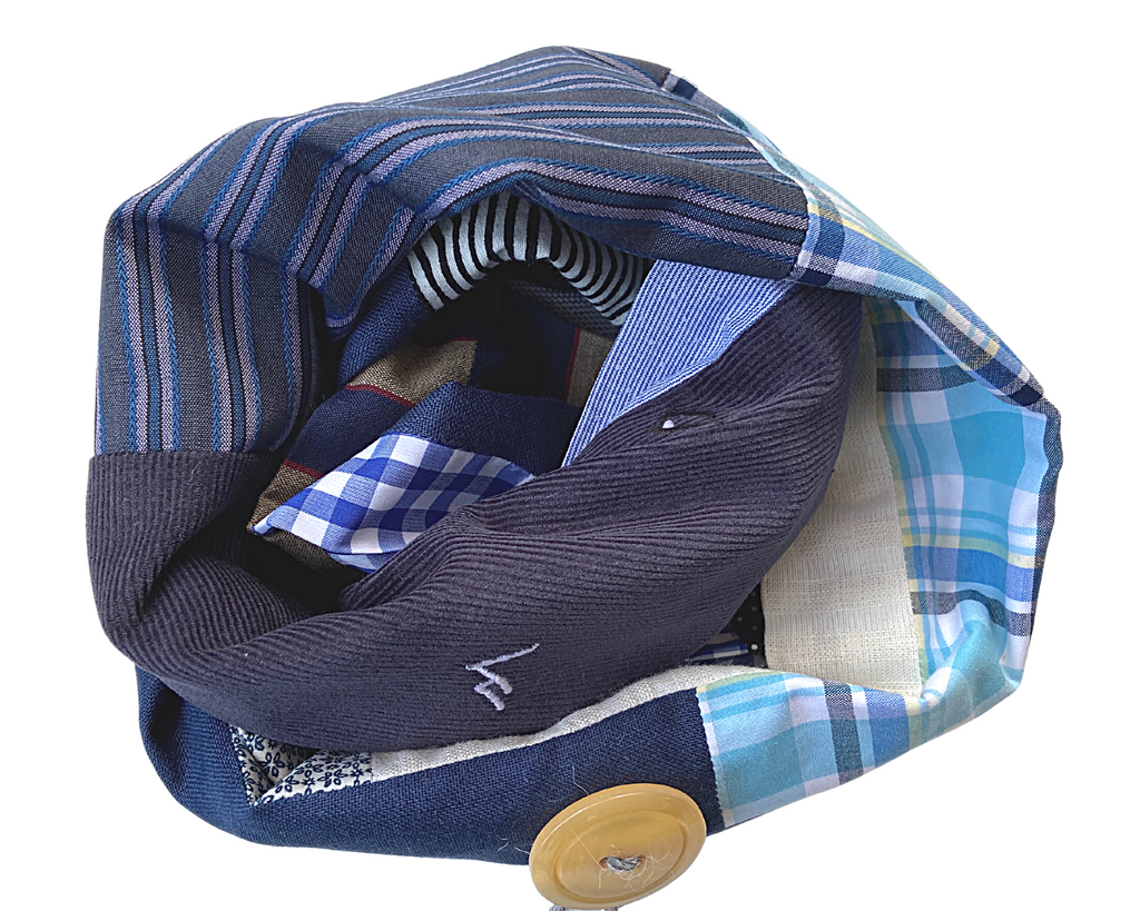 Stylish Bespoke Infinity Scarf for Men & Women - Blue Black Mountain Woollen Button