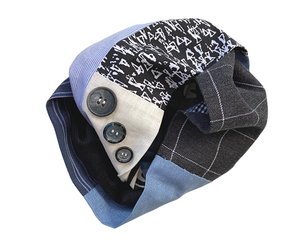 Stylish Bespoke Infinity Scarf for Men & Women - Pastel Blue Black Triple Buttons