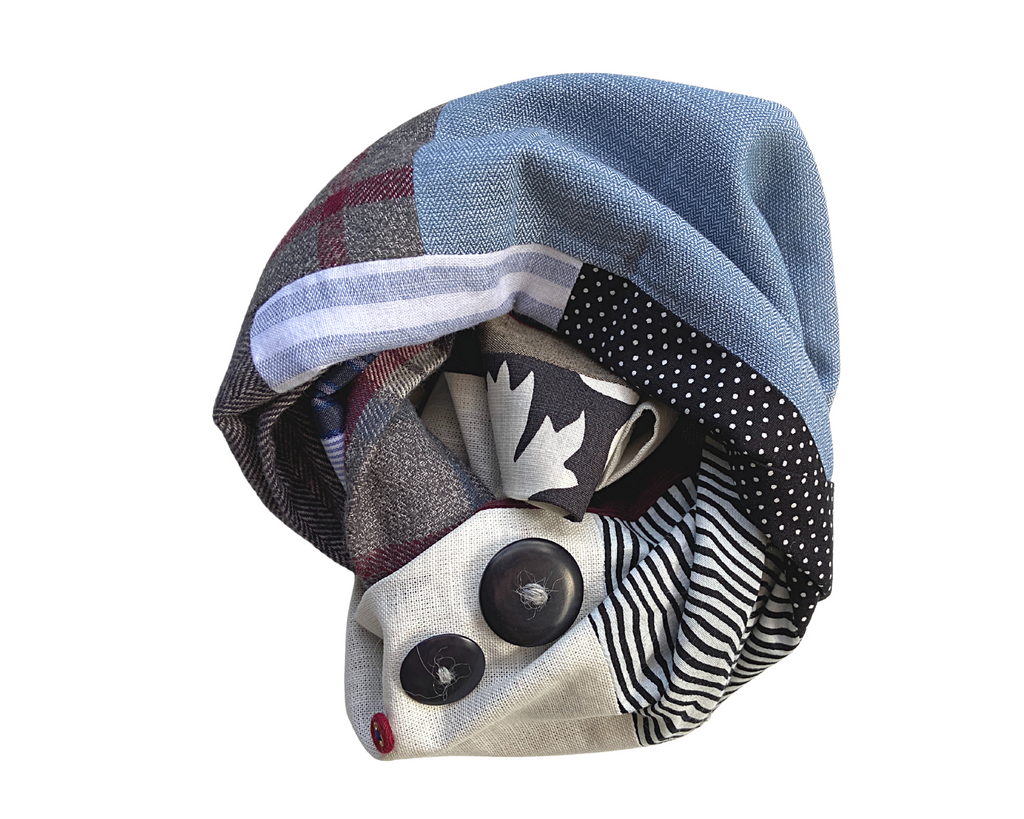 Stylish Bespoke Infinity Scarf for Men & Women - Navy Black Cityscape Mountains Triple Buttons