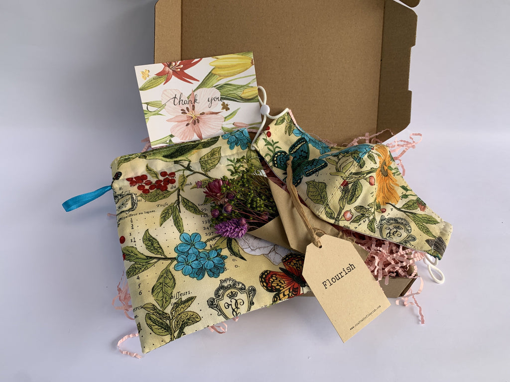 Stay Safe Mum Handmade Face Mask Gift Box - Rustic Garden