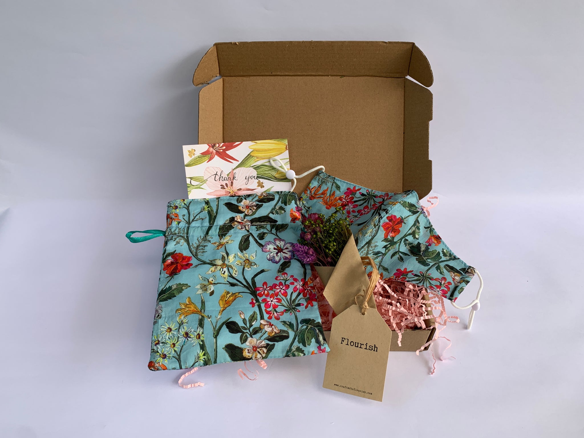 Stay Safe Mum Liberty London Print Face Mask Gift Box - Blue Bouquet