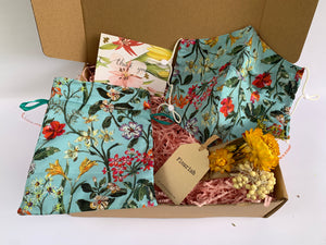 Stay Safe Mum Liberty London Print Face Mask Gift Box - Blue Bouquet