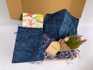 Stay Safe Mum Liberty London Print Face Mask Gift Box - Paisley Garden Blue