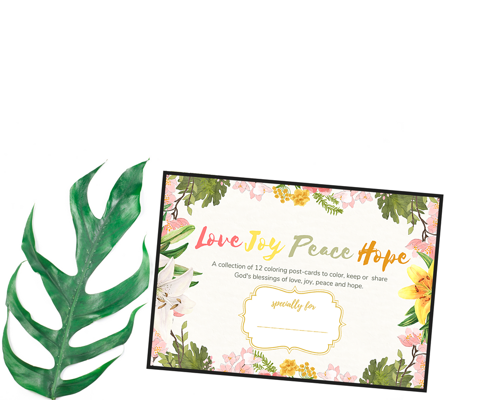 Love Joy Peace Hope Scripture Coloring Cards for All Ages (ENGLISH & MANDARIN) by BBB