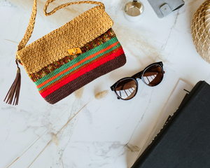 Versatile Boho Rainbow Jute Sling Bag